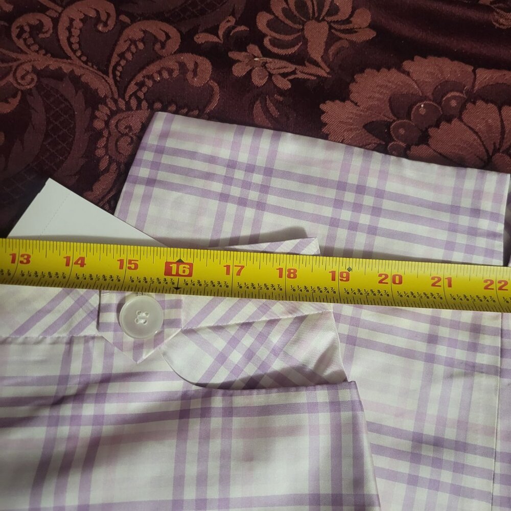 Real Clothes 100% Silk Pink Purple Plaid Capris Women's 16 - Picture 5 of 6